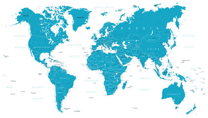 Fototapeta na wymiar World Map Political Vintage Vector