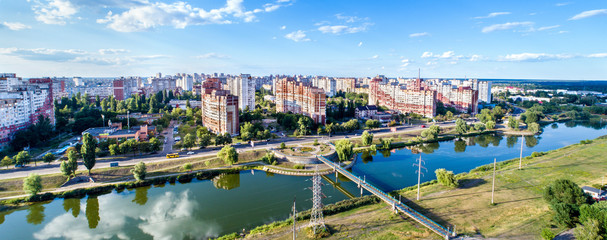 Obraz premium Birds eye view of Troieshchyna district of Kiev, Ukraine