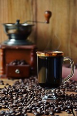 Delicious Cup of coffee with steam