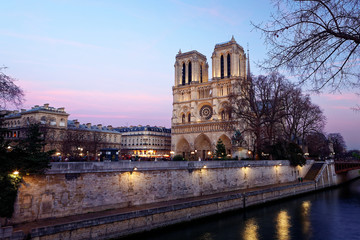 Fototapeta na wymiar Notre Dame de Paris au crépuscule