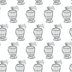 Abstract background seamless texture of gray with hand drawn cage vector