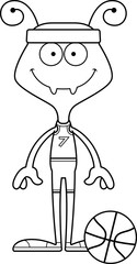 Cartoon Smiling Basketball Player Ant
