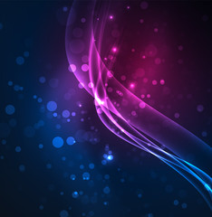 Fototapeta premium Energy lines, glowing waves in the dark, vector abstract background