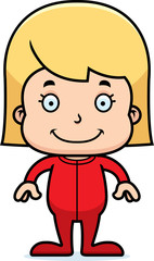 Cartoon Smiling Girl In Pajamas