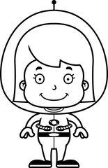Cartoon Smiling Spaceman Girl