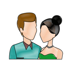 portrait wedding couple happy bride and groom together vector illustration