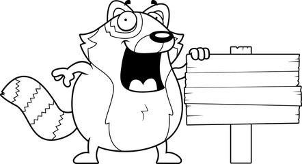 Cartoon Red Panda Wood Sign