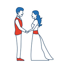 cute wedding couple holding hand lovely vector illustration