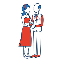 bride and groom embracing affection wedding vector illustration