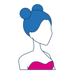 portrait woman bride wedding character dress strapless vector illustration