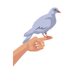 dove in hand peace liberty concept icon vector illustration