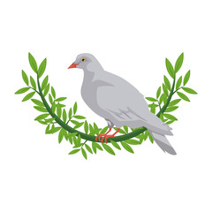 dove with olive branch peace emblem vector illustration