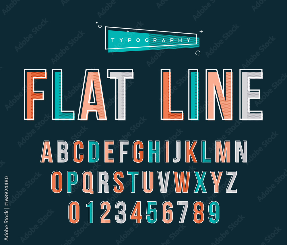 Fototapete abc text typography set in retro line art style