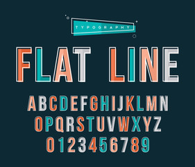 Abc text typography set in retro line art style