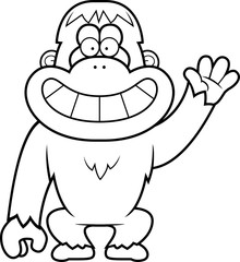 Cartoon Orangutan Waving