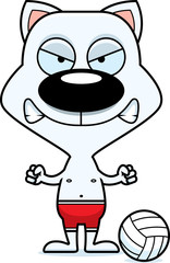 Cartoon Angry Beach Volleyball Player Kitten