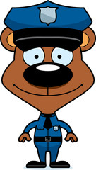 Cartoon Smiling Police Officer Bear