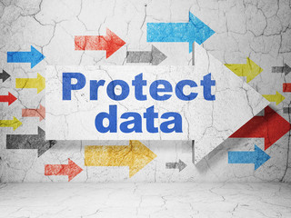 Protection concept: arrow with Protect Data on grunge wall background