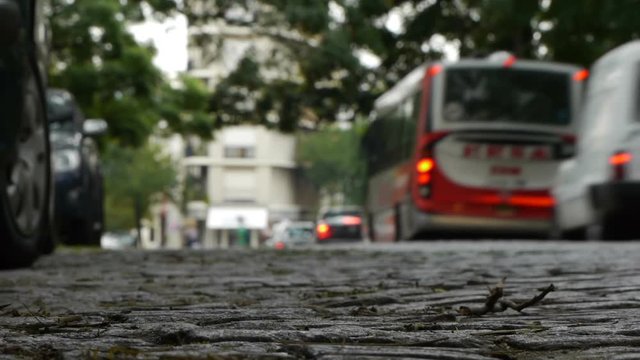 Traffic Jam in the city. Shallow DOF. Day Time.