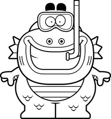 Cartoon Creature Snorkeling