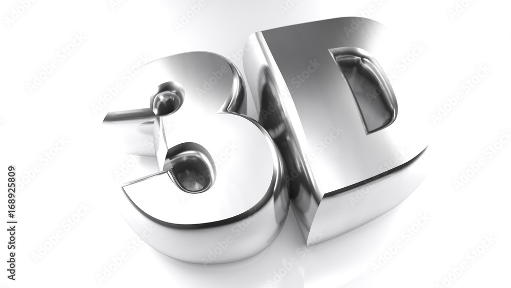 Aufkleber 3d in chromed letters - 3d rendering