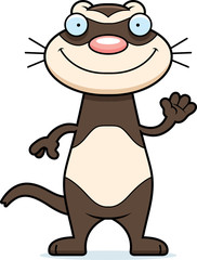 Cartoon Ferret Waving