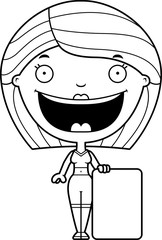 Cartoon Fitness Woman Sign