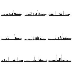 Obraz premium Ships silhouettes set Vector black icon on white