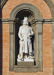 Fototapeta na wymiar Statue of Federico II di Svevia in Palazzo Reale di Napoli. Campania, Italy.