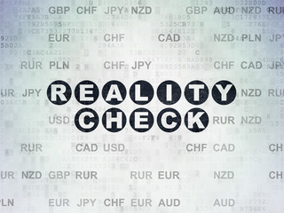 Finance concept: Reality Check on Digital Data Paper background