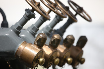 Fototapeta premium Large water cranes of fire fighting installation