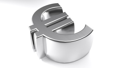 Euro symbol 3D chromed - 3D rendering