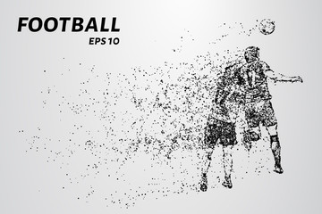 Football of the particles. Silhouette of a football player consists of points and circles. Vector illustration