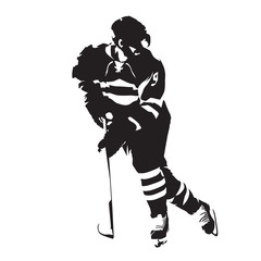 Naklejka premium Ice hockey player, abstract isolated vector silhouette