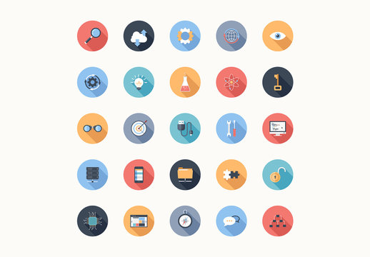 25 Round Tech, Business, and Productivity Icons 4