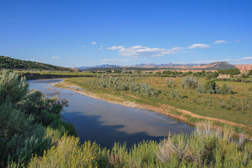 Sevier River and landscape in Utah around Hatch along Highway 89 