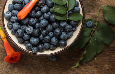 Multicolored still life with blueberries