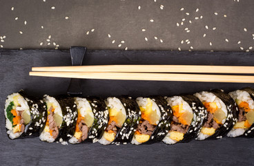 Kimbap korean rolls with beef