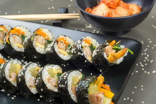 Kimbap korean rolls with tuna fish