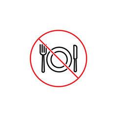 no food, eating prohibition sign on white background