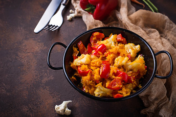 Stew vegetable in pan