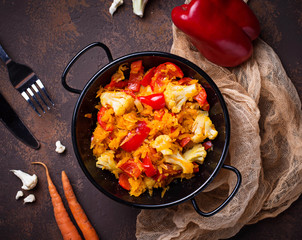 Stew vegetable in pan