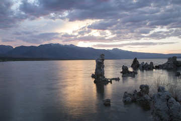 Sunset reflecting in Mono Lake