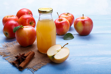 Ripe apples and juice