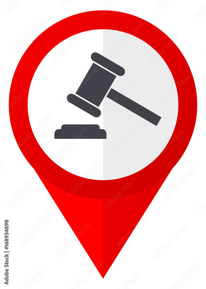 Aufkleber Auction red web pointer icon. Webdesign button on white background.