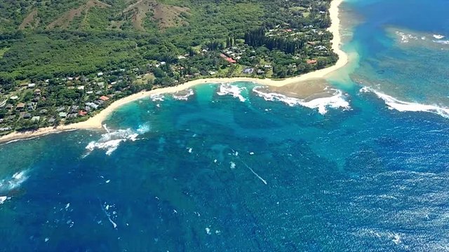 Aerial view of Kauai coastline in Hawaii