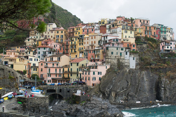 Fototapeta na wymiar Cinque Terre Houses on cliff