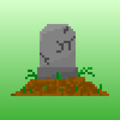 Pixel tombstone for games and applications. Scenery for Halloween.