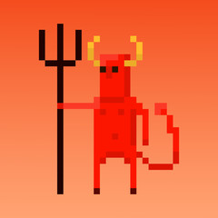 Pixel character devil for games and applications
