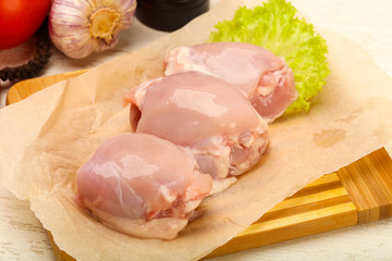 Boneless raw chicken thighs